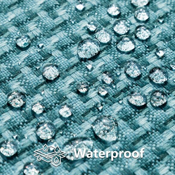 ✨ Kevin Textile Outdoor Waterproof Pillow Covers, Teal Checkered 20x20, Set of 2 - Picture 4 of 10